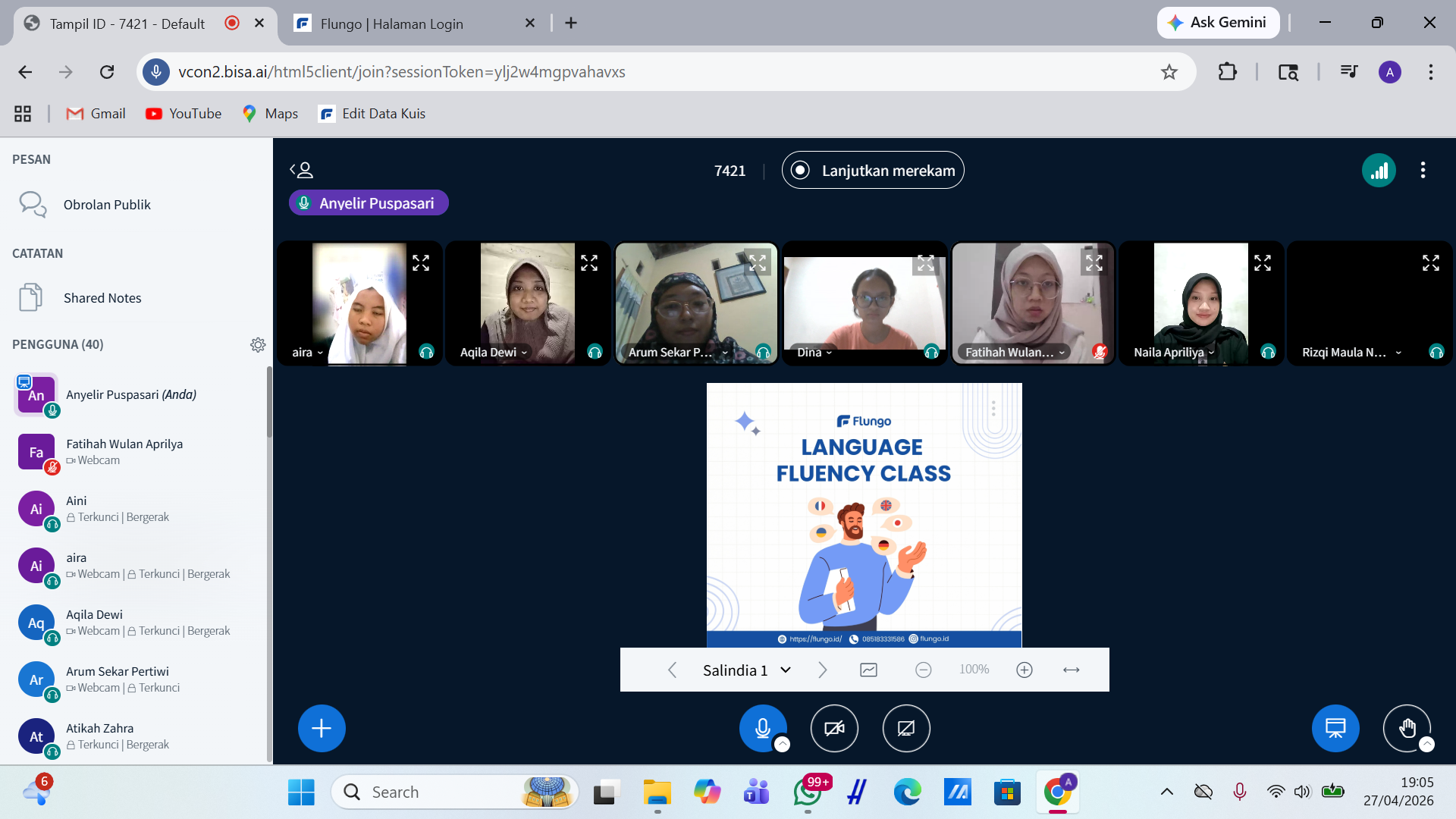 Pembukaan Kegiatan Language Fluency Class Batch 8:  Bahasa Inggris untuk Persiapan Beasiswa Luar Negeri
