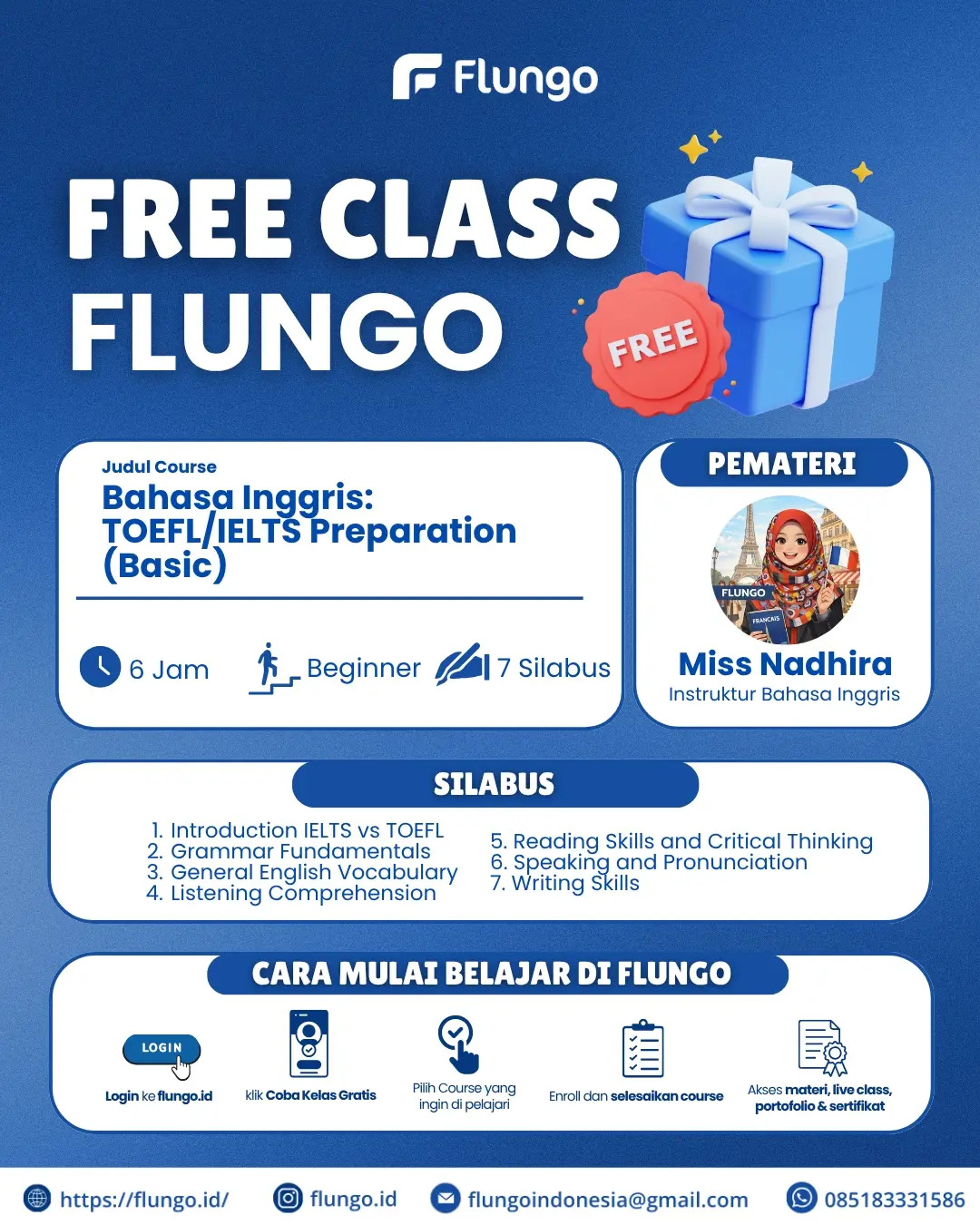 Free Class Flungo - Belajar TOEFL & IELTS Dasar, GRATIS!