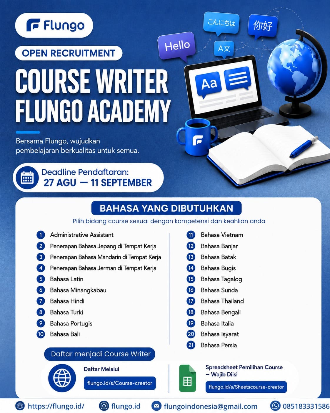 📢 OPEN RECRUITMENT – FREELANCE COURSE WRITER 2