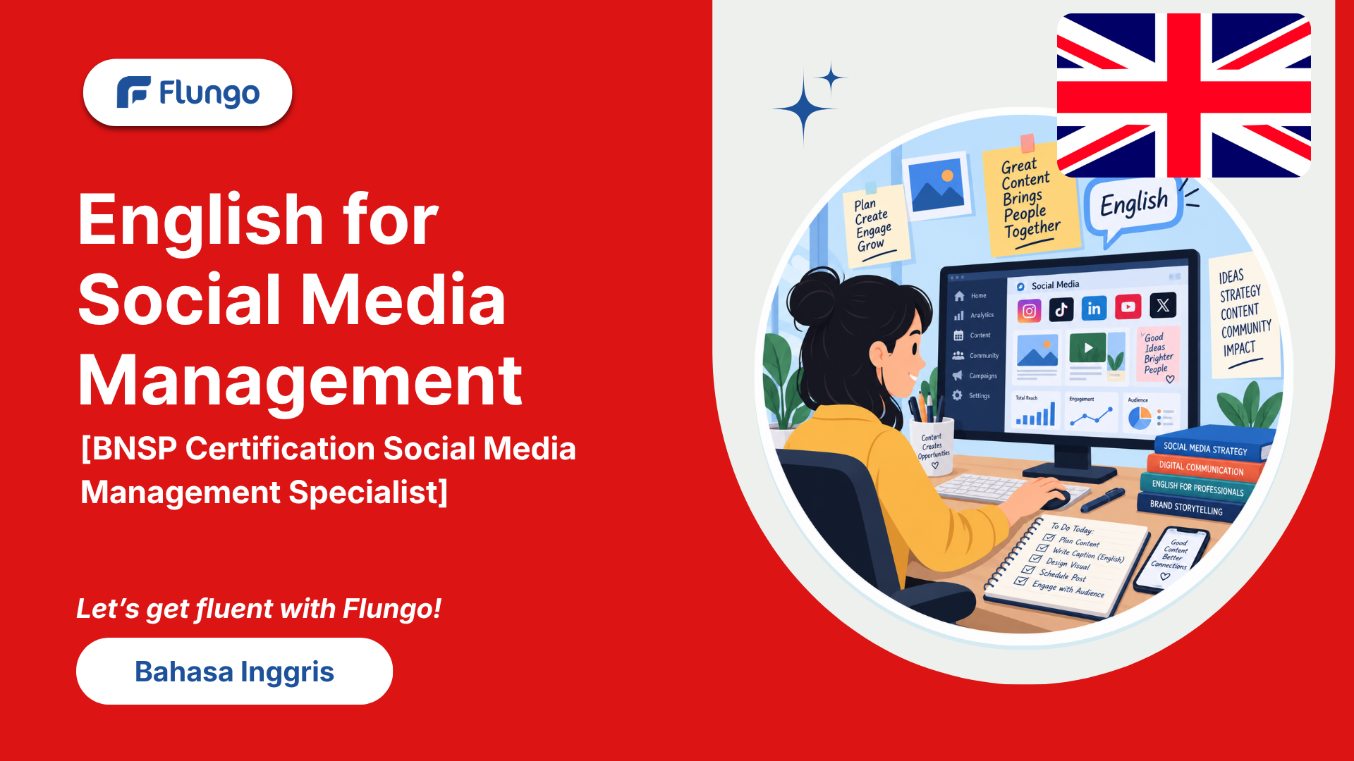 Cover Kursus English for Social Media Management [BNSP Certification Social Media Management Specialist]
