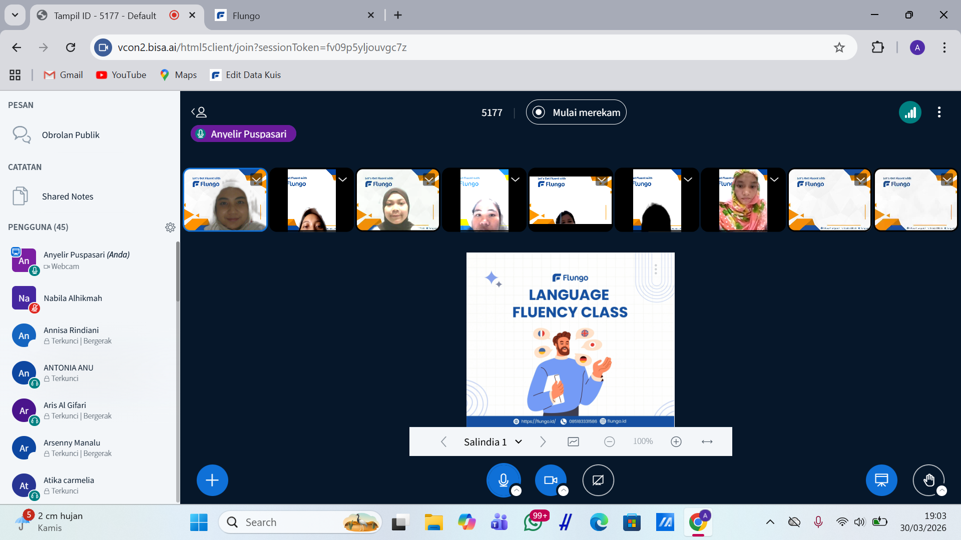 Pembukaan Kegiatan Language Fluency Class Batch 7: Bahasa Inggris Intermediate