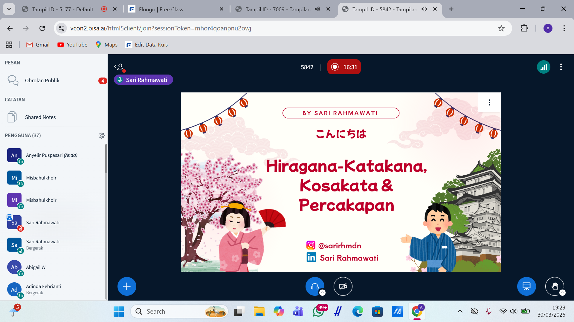 Pembukaan Kegiatan Language Fluency Class Batch 7: Bahasa Jepang Beginner
