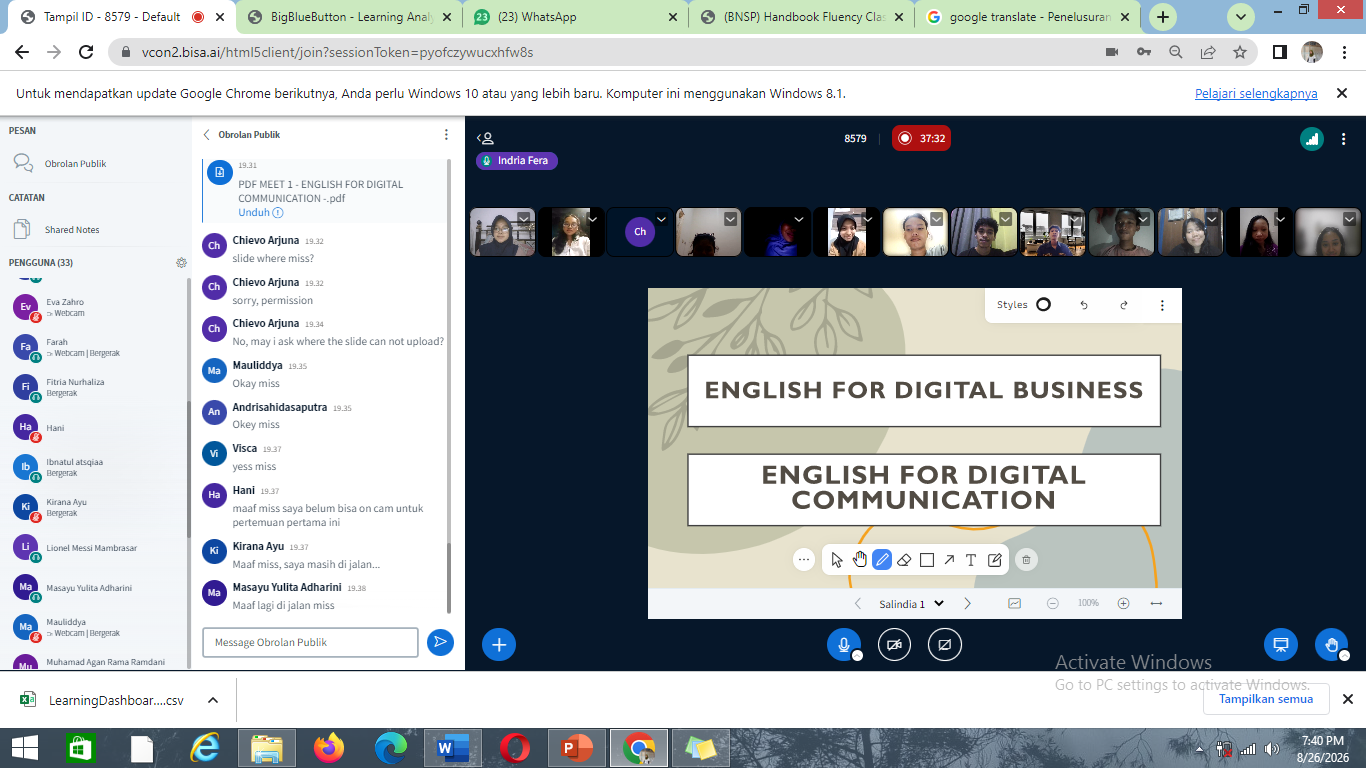 Pembukaan Language Fluency Class Batch 11:Professional English for Digital Business