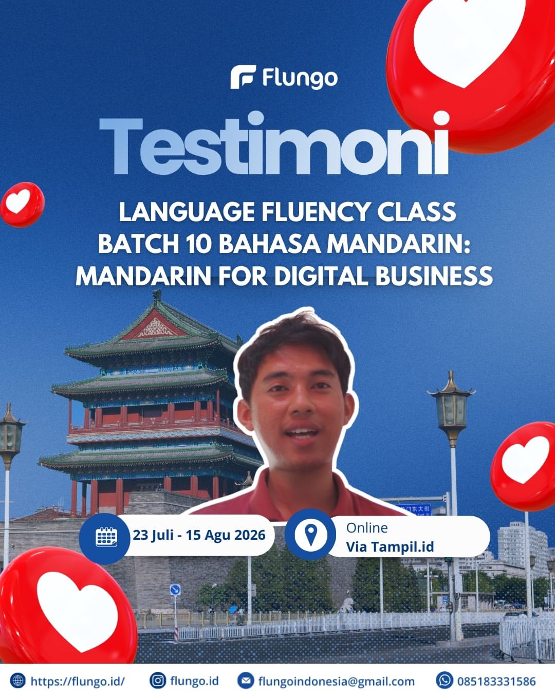 Cover Testimoni Testimoni Peserta Language Fluency Class Batch 10 Bahasa Mandarin